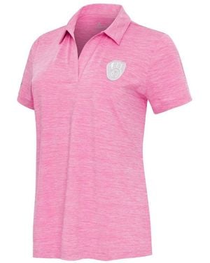 Antigua Heather Milwaukee Brewers Layout V-neck Polo Shirt - Pink