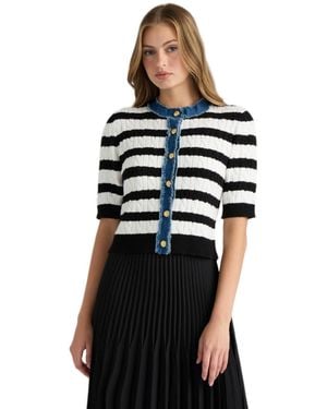 NVLT Short Sleeve Cable Sweater - Black