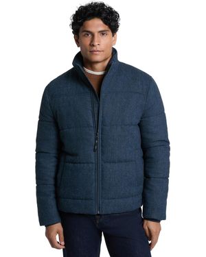Ted Baker Quilted Stand Collar Flannel Jacket - Blue