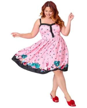Unique Vintage Plus Size Sleeveless Swing Dress - Red