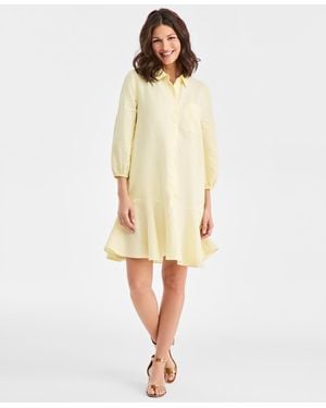 Charter Club 100% Linen Flounce Shirtdress - Natural