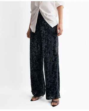 Mango Straight Devore Pants - Black