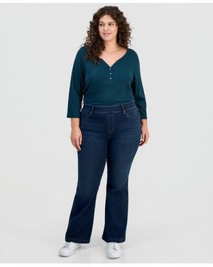Style & Co. Plus Size Pull-on Shaping High-rise Bootcut Jeans - Blue