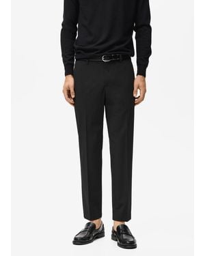 Mango Bologna Slim-fit Comfort-stretch Pants - Black