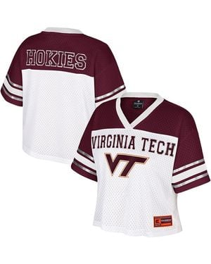 Colosseum Athletics Virginia Tech Hokies Treasure Cropped Football Jersey - Red
