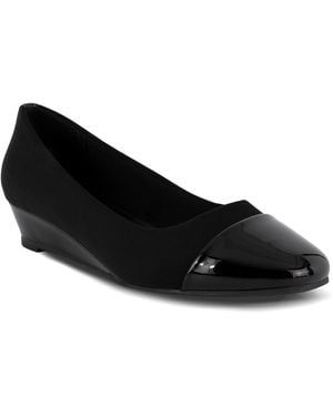 Jones New York Junelle Cap Toe Wedge Flats - Black