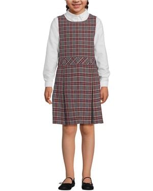 Lands' End School Uniform Girls Plaid Sweater Top Of Knee - Purple