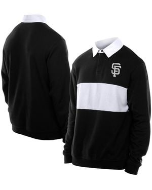 KTZ San Francisco Giants Throwback Prep Color Block Rugby Polo Shirt - Black