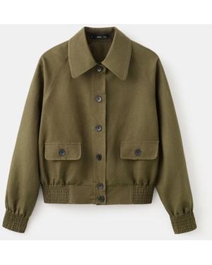 Mango Buttons Linen-blend Jacket - Green