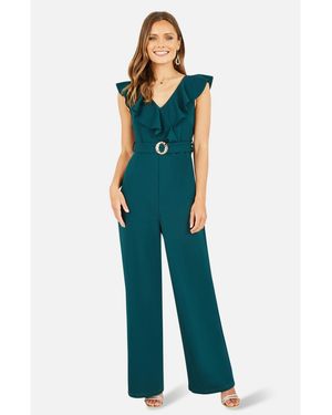 Yumi' Sleeveless V Neck Jumpsuit - Green