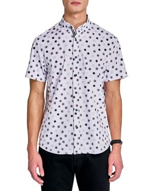 Society of Threads Regular Fit 4-way Stretch Performance Solid Short Sleeve Button Down - White