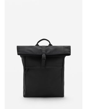Mango Flap Closure Rubberized Backpack - Black