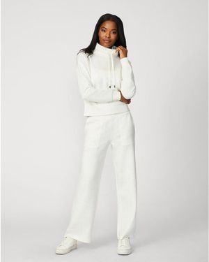 Cable & Gauge Soft Brushed Funnel Neck Top & Straight Leg Pant - White