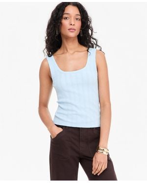 On 34th Pointelle Rib Scoop-neck Layering Tank - White
