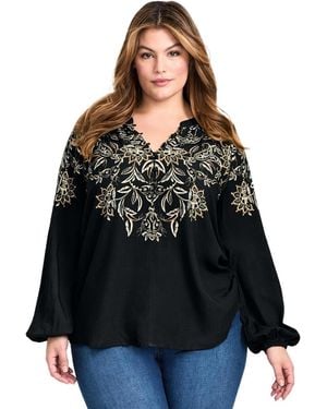 Avenue Plus Size Temptation V-neck Shirt - Black