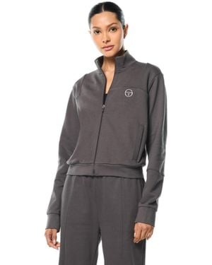 Sergio Tacchini Lineo Mock-neck Premium-french-terry Track Jacket - Gray
