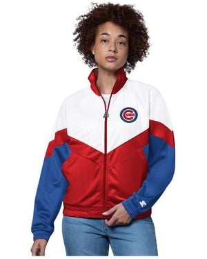 Starter White/red Chicago Cubs Teamwork Raglan Full-zip Track Jacket