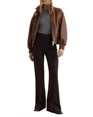 Reiss Leather Funnel-neck Bomber Jacket - Black