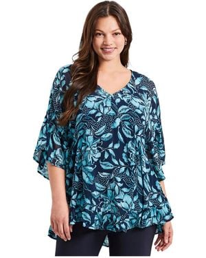 Avenue Harlow Chiffon Blouse - Blue