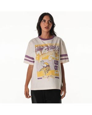 The Wild Collective Minnesota Vikings Vintage Drop Shoulder Oversized Boyfriend T-shirt - White