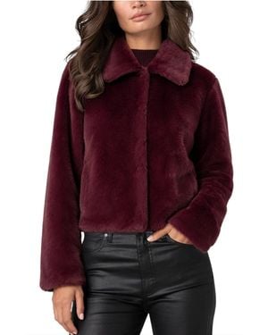 Liverpool Los Angeles Cropped Collared Faux Fur Jacket