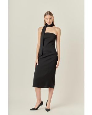 Endless Rose Choker Tie Midi Dress - Natural