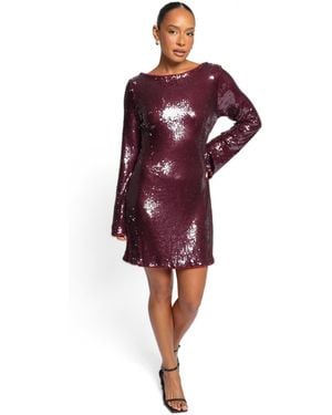 Petal & Pup Elysabelle Long-sleeve Sequin Dress - Purple