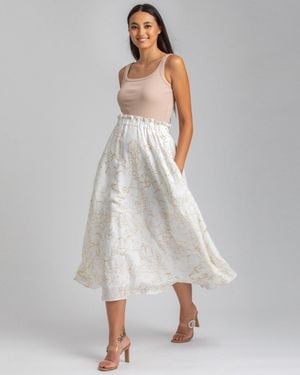 PIETRO BRUNELLI MATERNITY Maternity Floral Print Hidden Pocket Midi Olivia Skirt - White