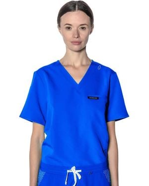 Members Only Bari 1-pocket Scrub Top - Blue