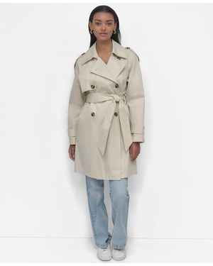 DKNY Double Breasted Trench Coat - White