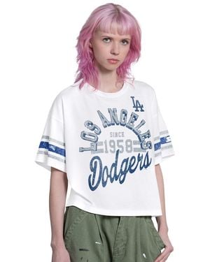 Starter White Los Angeles Dodgers Cropped Hurry Up Offense T-shirt