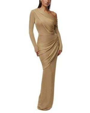 JLUXLABEL Opulent Metallic Maxi Skirt Bodysuit - Natural