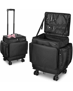 Byootique Portable Barber Station Rolling Hair Stylist Train Case Mobile Barber Station Makeup Trolley - Black
