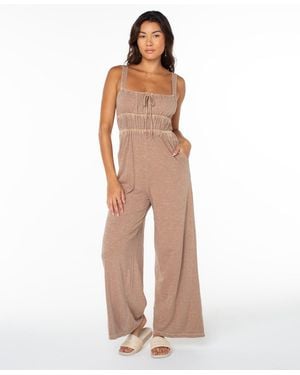 Roxy Clover Sleeveless Square Neck Jumpsuit - Natural