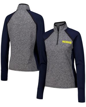 Camp David Navy/heather Gray Michigan Wolverines Finalist Raglan Quarter-zip Jacket - Blue