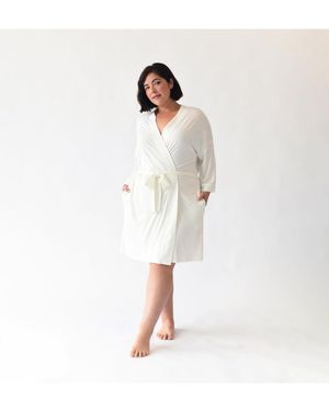 Cozy Earth Stretch-knit Viscose From Bamboo Kimono Robe - White