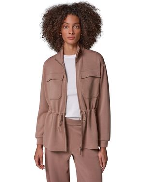 Donna Karan Weekend Jet Setter Utility Lightweight Mock Neck Jacket - Brown