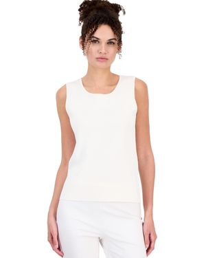 Anne Klein Scoop Neck Sleeveless Tank - White