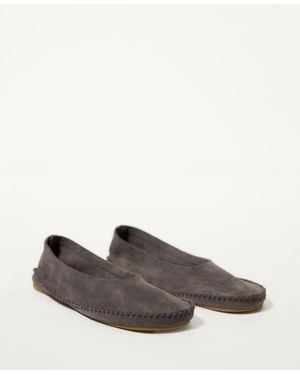 Mango Stitching Detail Split Leather Shoes - Gray
