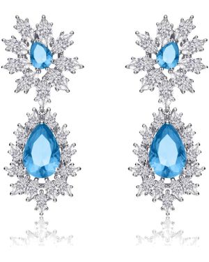 Genevive Jewelry Sterling Silver White Gold Plated - Blue