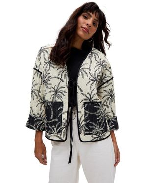 Raffya Felicity Palm Print Reversible Jacket - Multicolor