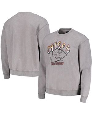 The Wild Collective And Distressed Kansas City Chiefs Pullover Sweatshirt - Gray
