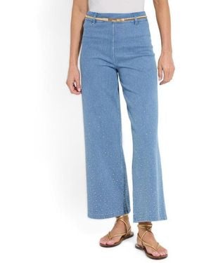 Lyssé Erin High-rise Crystal-embellished Wide-leg Jeans - Blue