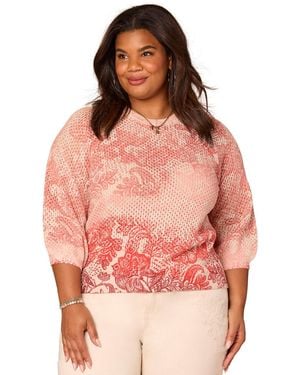 Democracy Plus Size Dolman Blouson-sleeve Sweater - Red