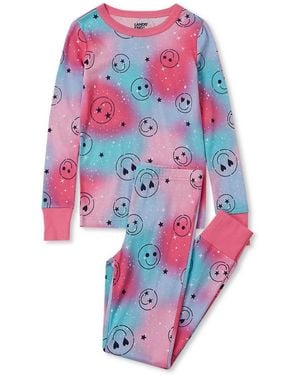 Lands' End Kids Long Sleeve Top And Bottom Snug Fit Pajama Set - White