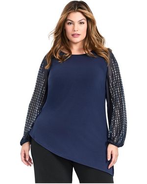 Avenue Plus Size Glitz Embellished Sleeve Tunic - Blue