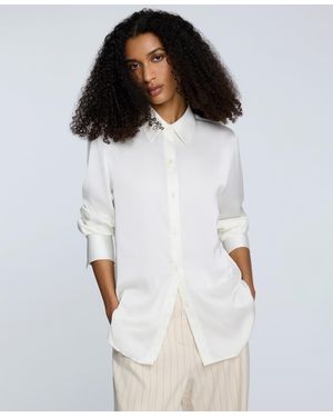 Kenneth Cole Button-front Satin Shirt - White