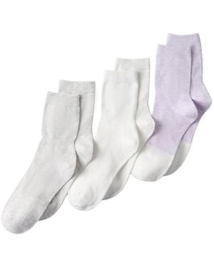 Lands' End 3-pack Summerweight Slub Midi Socks - White