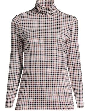 Lands' End Plus Size Lightweight Jersey Long Sleeve Turtleneck - Multicolor