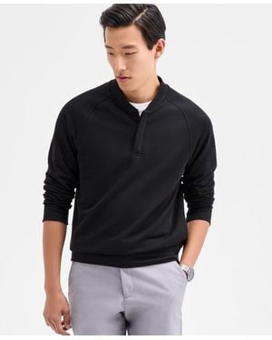 Alfani Long Sleeve Quarter-snap French Terry Sweatshirt - Black